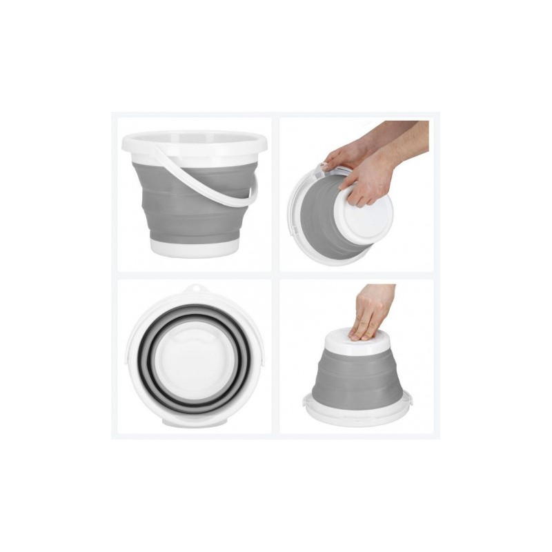 CUBO 5 LITROS PLEGABLE CON ASA GRIS