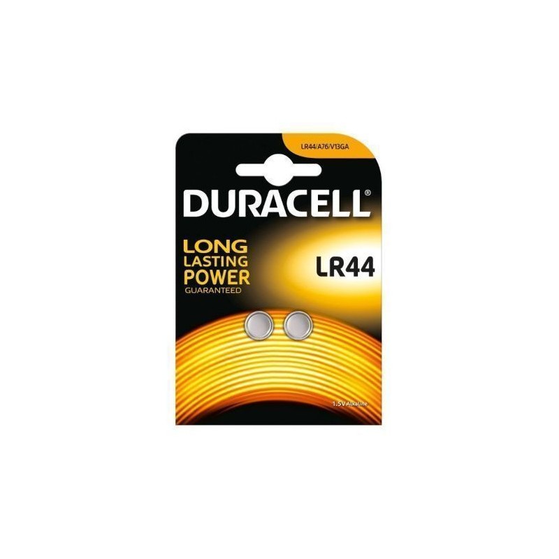 PACK 2 PILAS DE BOTON DURACELL LR44 1.5V ALCALINA