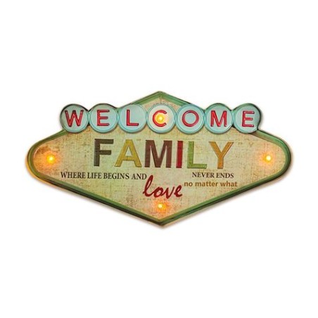 LAMPARA DECORATIVA LED RETRO WELCOME FAMILY FOREVER