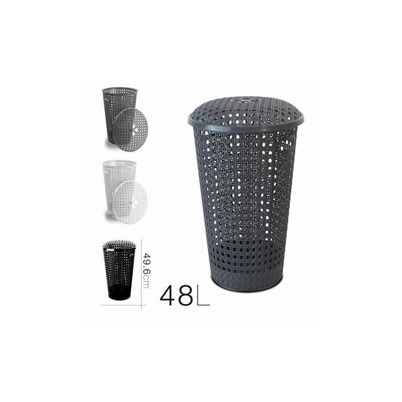 CESTA ROPA REDONDA CON TAPA 48 LITROS...