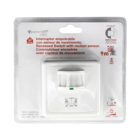 INTERRUPTOR CON SENSOR INFRARROJO DE MOVIMIENTO EMPOTRADO 160º
