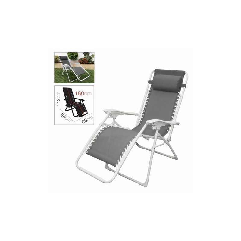 TUMBONA RECLINABLE CON ALMOHADA GRIS