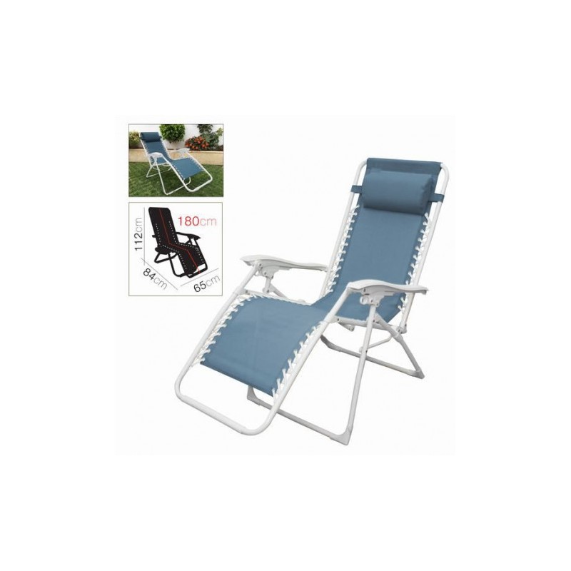 TUMBONA RECLINABLE CON ALMOHADA AZUL PETROLEO