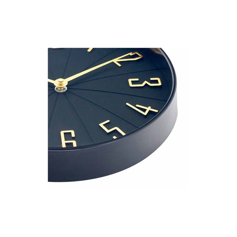 RELOJ DE PARED NEGRO DORADO CON...