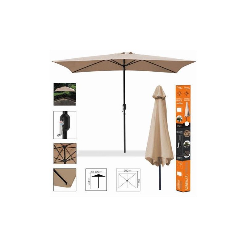 SOMBRILLA JARDIN 3X2 METROS BEIGE