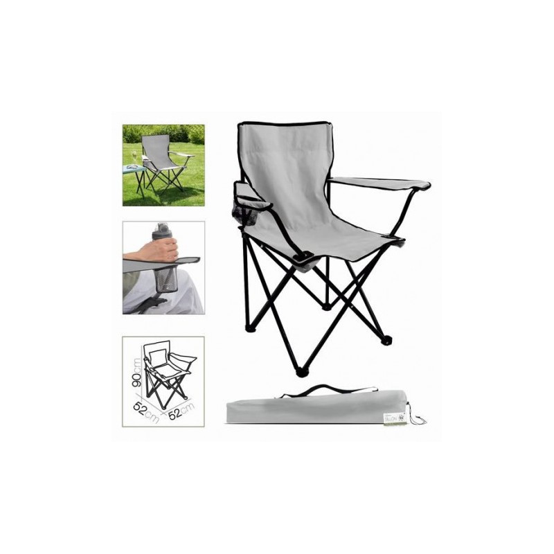 SILLA CAMPING PLEGABLE GRIS CLARO...