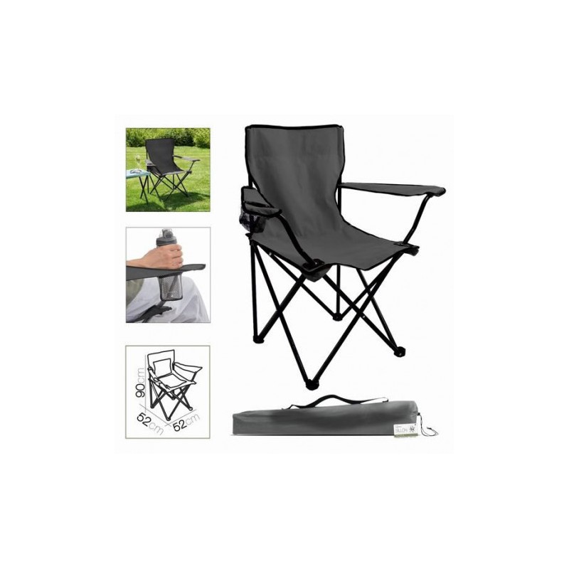 SILLA CAMPING PLEGABLE GRIS OSCURO...