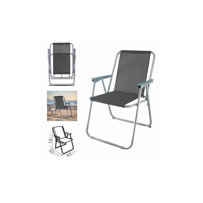 SILLA DE PLAYA PLEGABLE 52X43X74 GRIS...