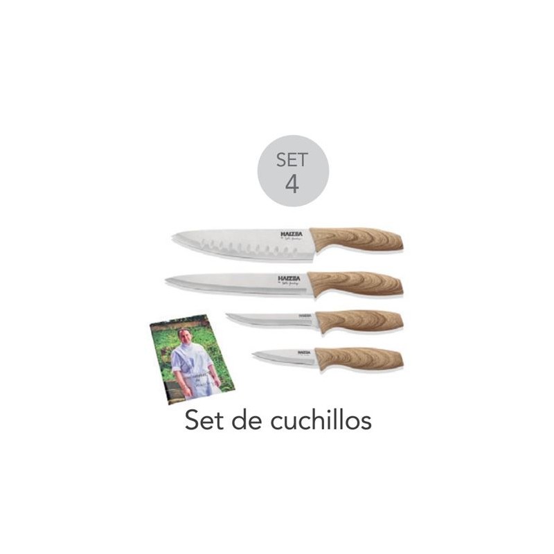 SET 4 CUCHILLOS ACERO MANGO DE MADERA...