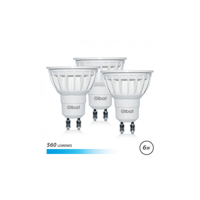 PACK 3 BOMBILLAS LED GU10 | 6W | 560LM | LUZ FRIA | ELBAT