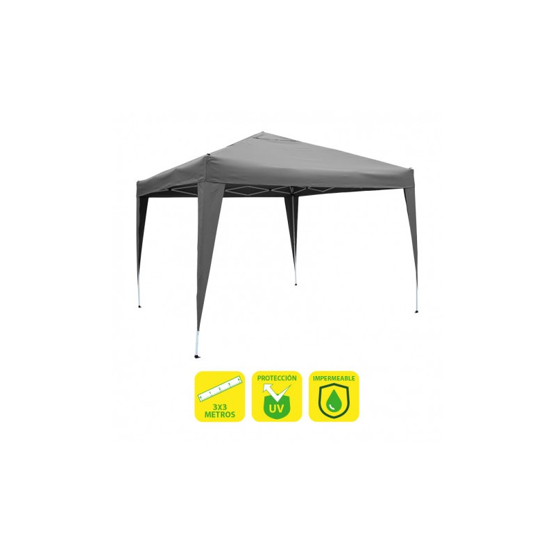 CARPA PLEGABLE ACERO 3X3 METROS GRIS SUNGARDEN