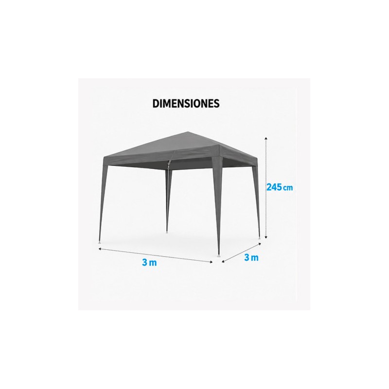 CARPA ACERO RAFIA 3X3 METROS GRIS DESMONTABLE SUNGARDEN