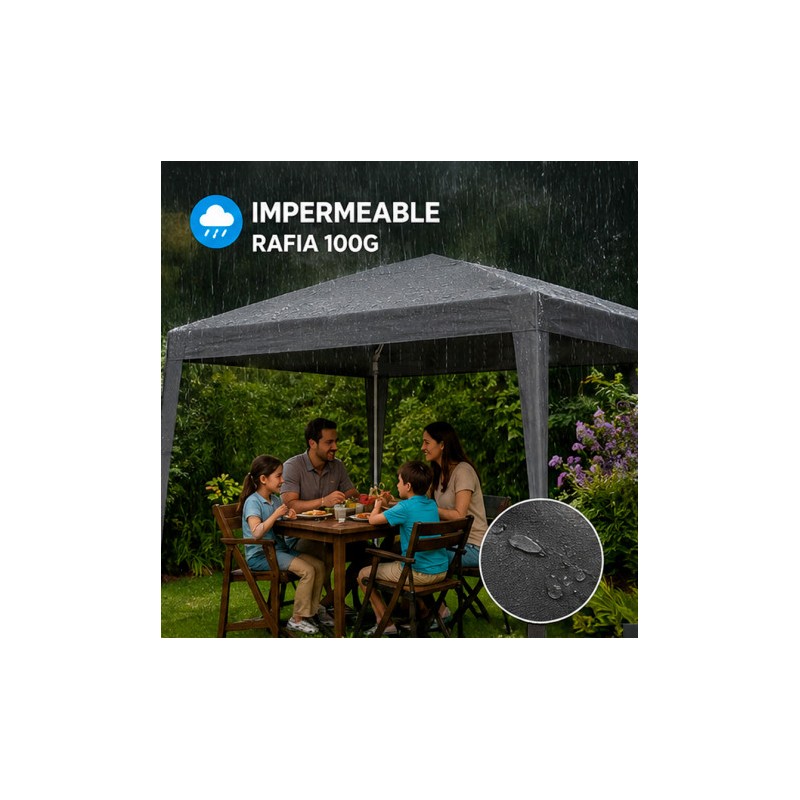 CARPA ACERO RAFIA 3X3 METROS GRIS...