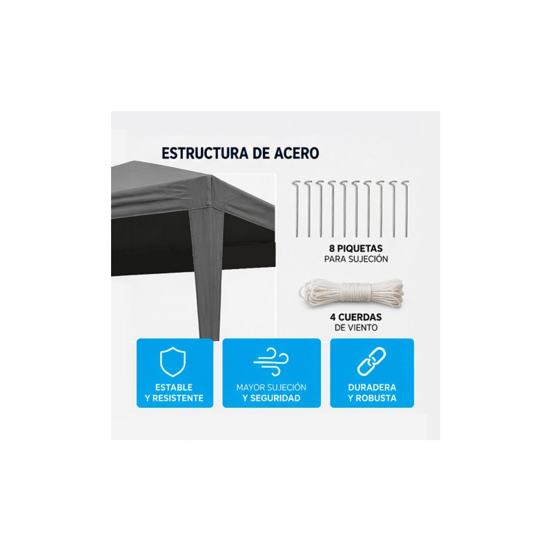 CARPA ACERO RAFIA 3X3 METROS GRIS...