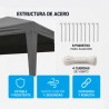 CARPA ACERO RAFIA 3X3 METROS GRIS DESMONTABLE SUNGARDEN