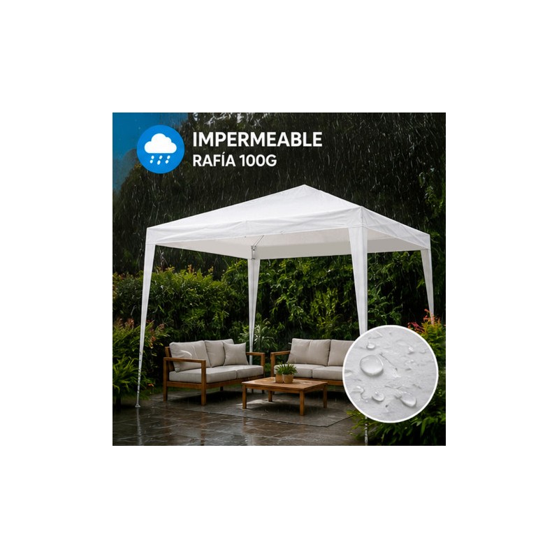 CARPA ACERO RAFIA 3X3 METROS BLANCA...