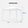 CARPA ACERO RAFIA 3X3 METROS BLANCA DESMONTABLE SUNGARDEN