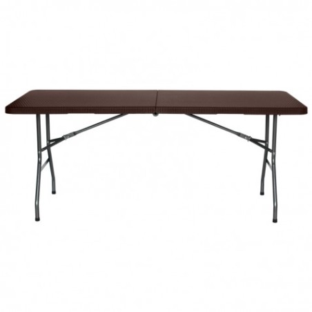 MESA DE RESINA PLEGABLE EFECTO RATÁN 180X74X74CM 3.5CM SUNGARDEN