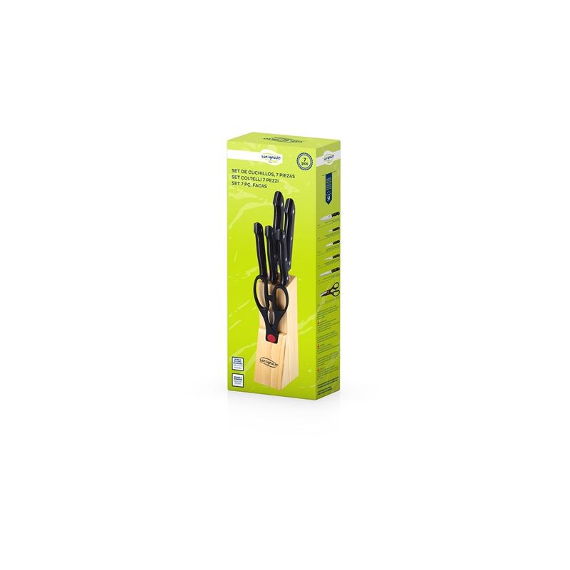 SET 7 CUCHILLOS +TIJERA INOX EN BASE...