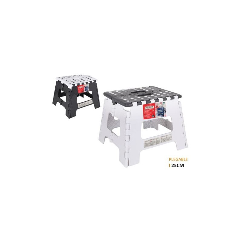 TABURETE PLEGABLE 25CM BLANCO/NEGRO...
