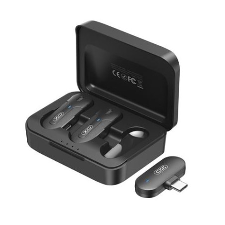 MICROFONO INALAMBRICO DE SOLAPA CON CAJA DE CARGA Y CONECTOR TIPO C XO