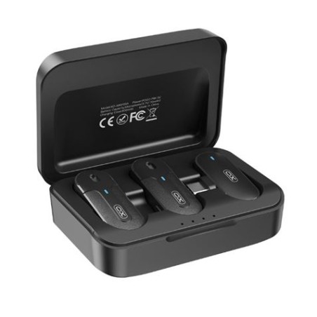 MICROFONO INALAMBRICO DE SOLAPA CON CAJA DE CARGA Y CONECTOR TIPO C XO
