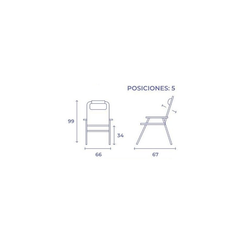 SILLA PLEGABLE 5 POSICIONES ALUMINIO...