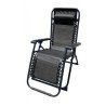 TUMBONA PLEGABLE NEGRO DE ACERO CON COJIN CERVICAL
