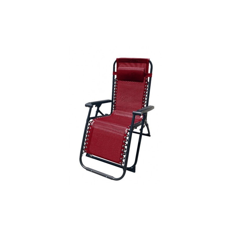 TUMBONA PLEGABLE BURDEOS DE ACERO CON COJIN CERVICAL