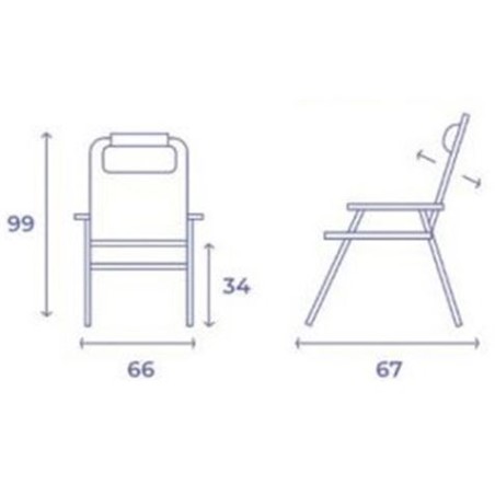 SILLA PLEGABLE 5 POSICIONES ALUMINIO 67X66X99CM CON COJÍN Y ASA