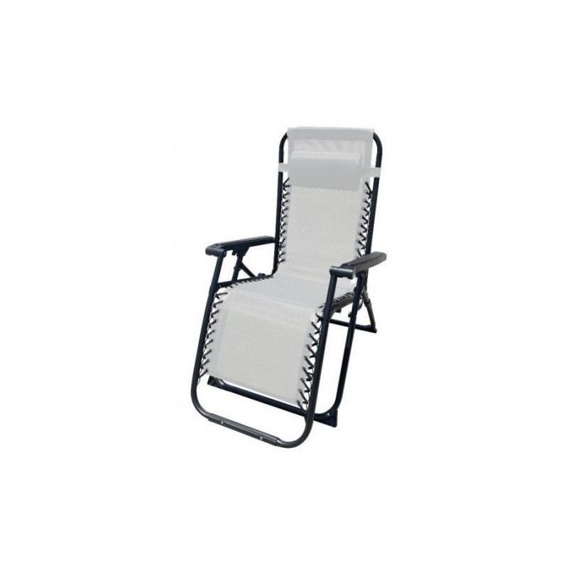 TUMBONA PLEGABLE GRIS DE ACERO CON COJIN CERVICAL