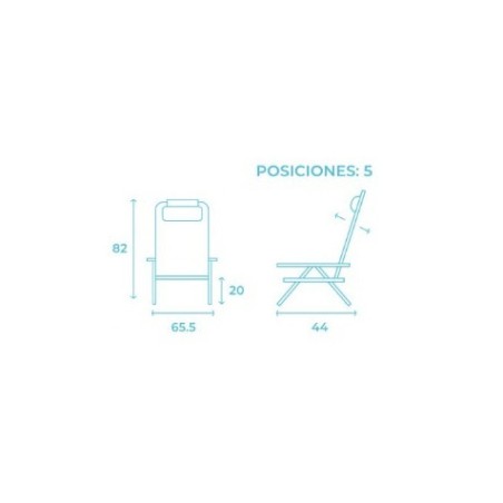 SILLA PLEGABLE 5 POSICIONES ALUMINIO 65.5X44X82CM CON COJÍN Y ASA