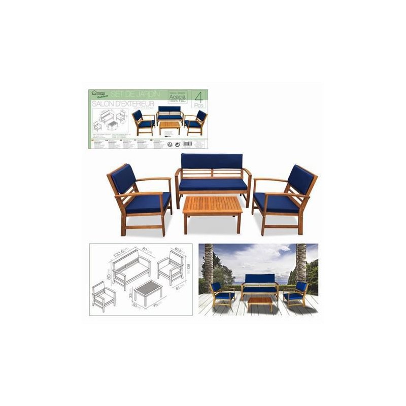 CONJUNTO DE JARDIN MADERA 4 PLAZAS +...