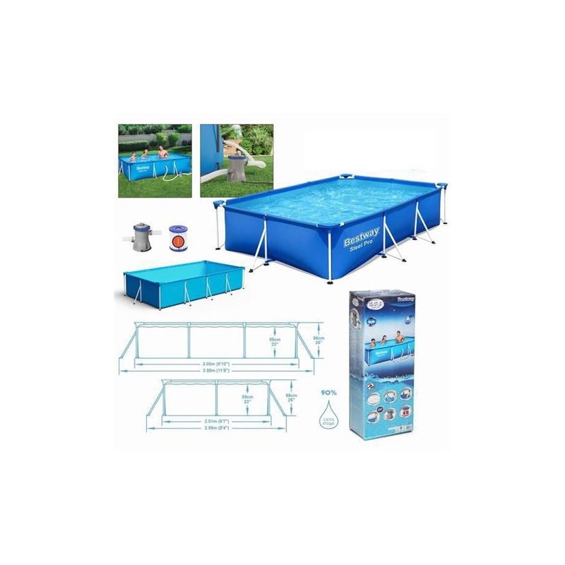 PISCINA RECTANGULAR + BOMBA STEEL PRO...