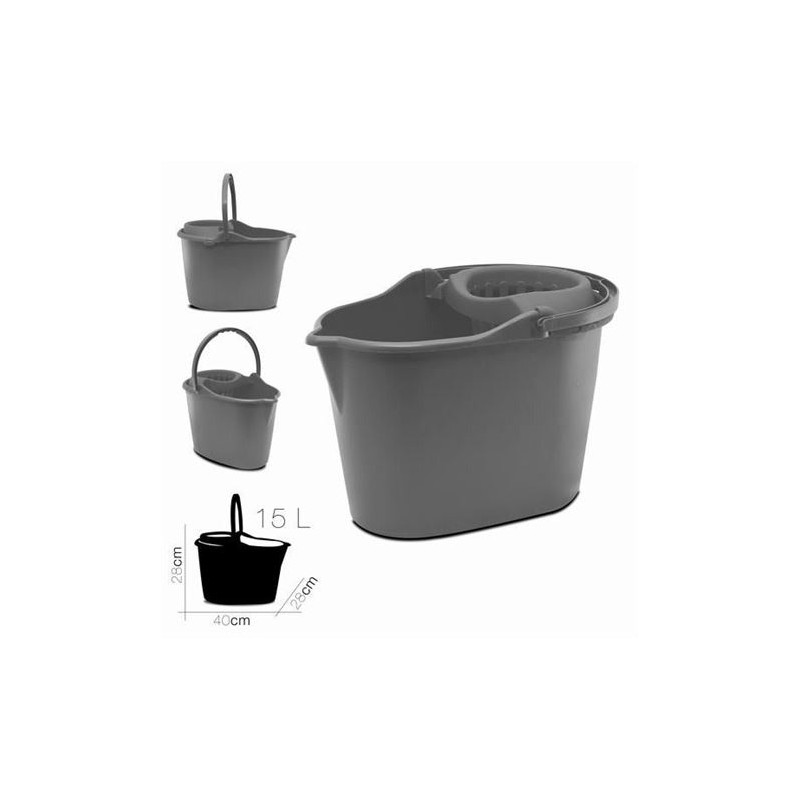 CUBO OVALADO 15 LITROS GRIS CON...