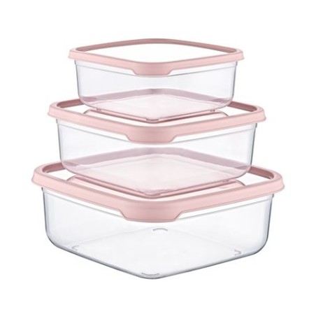 SET 3 TUPPER CUADRADOS ROSA 400-800-1400ML