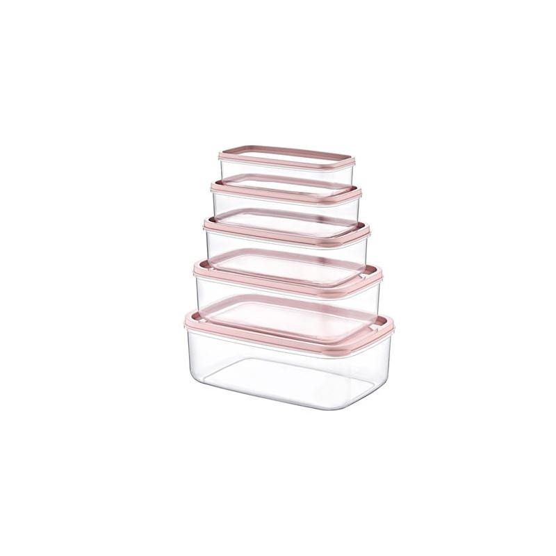 SET 5 TUPPER RECTANGULARES ROSA...