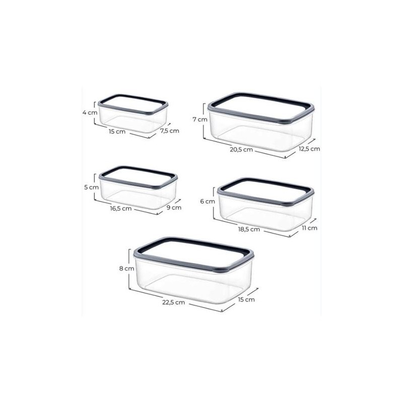 SET 5 TUPPER RECTANGULARES ROSA...