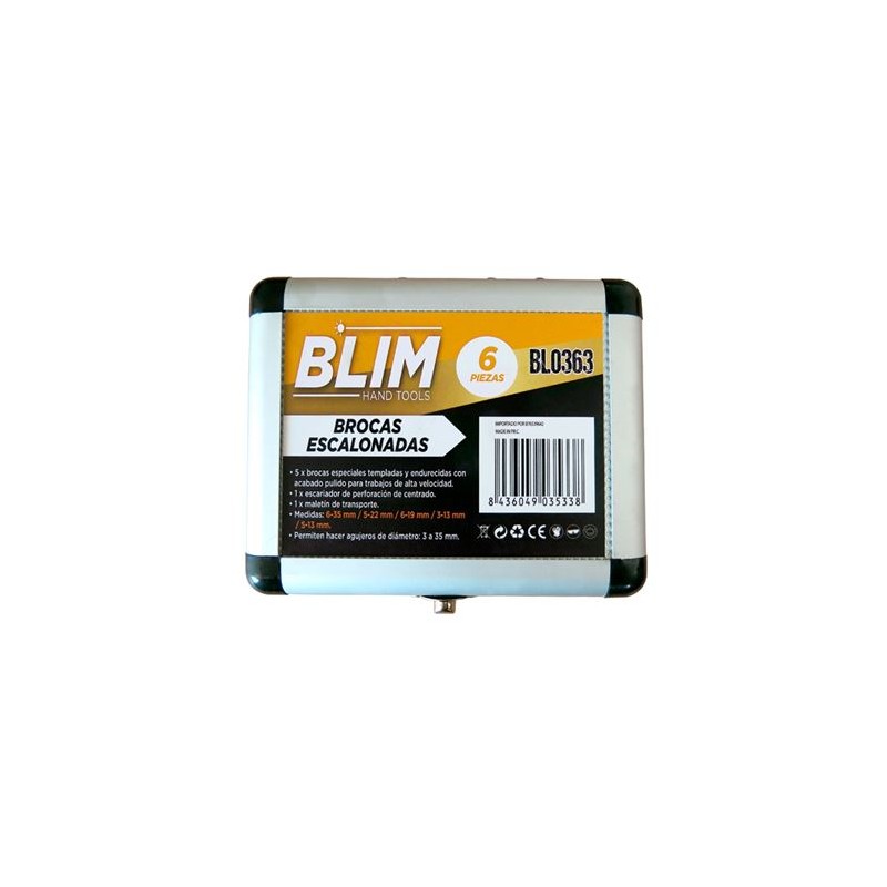 JUEGO 6 PCS BROCAS ESCALONADAS BLIM