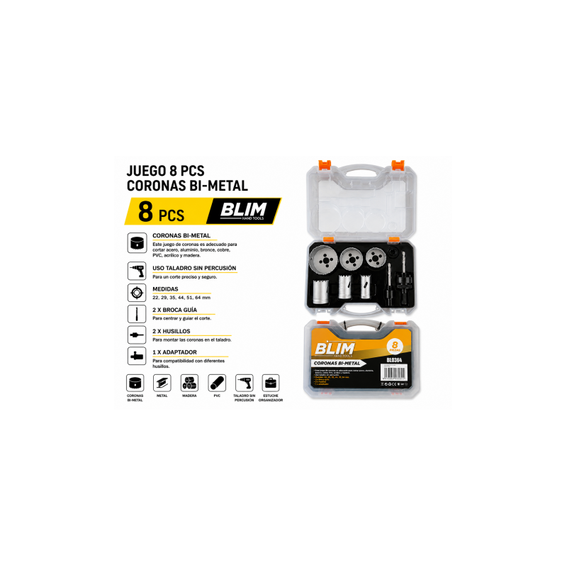 JUEGO 8 PCS CORONAS BI-METAL BLIM