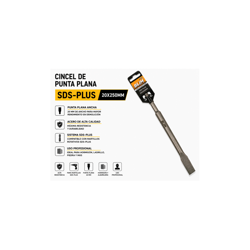 CINCEL DE PUNTA PLANA SDS-PLUS...