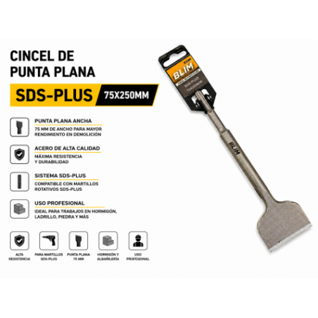 CINCEL DE PUNTA PLANA SDS-PLUS 75X250mm. BLIM