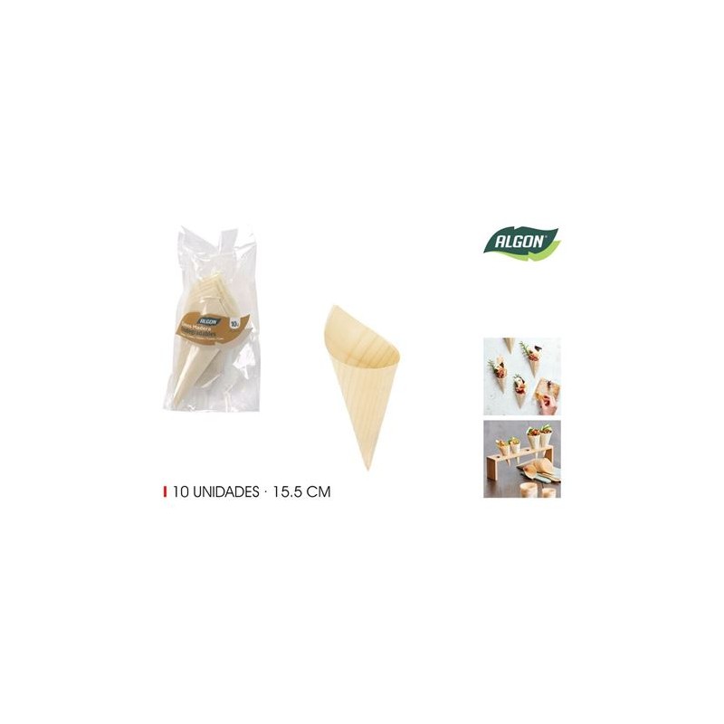 PACK 10 CONOS MADERA APERITIVOS...