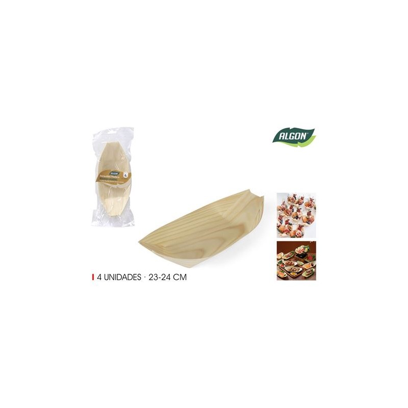 PACK 4 CUENCOS MADERA PARA TAPAS 23CM...