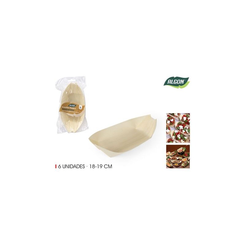 PACK 6 CUENCOS MADERA PARA TAPAS 18CM...