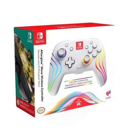 GAMEPAD INALAMBRICO RGB NINTENDO SWITCH WAVE AFTERGLOW BLANCO PDP