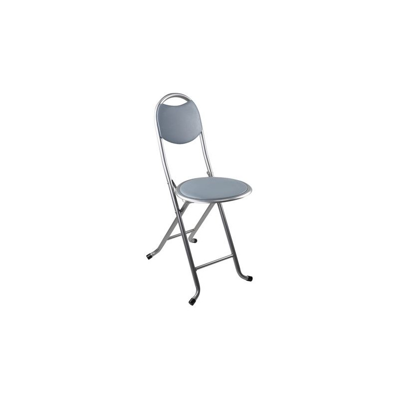 TABURETE PLEGABLE CON RESPALDO GRIS