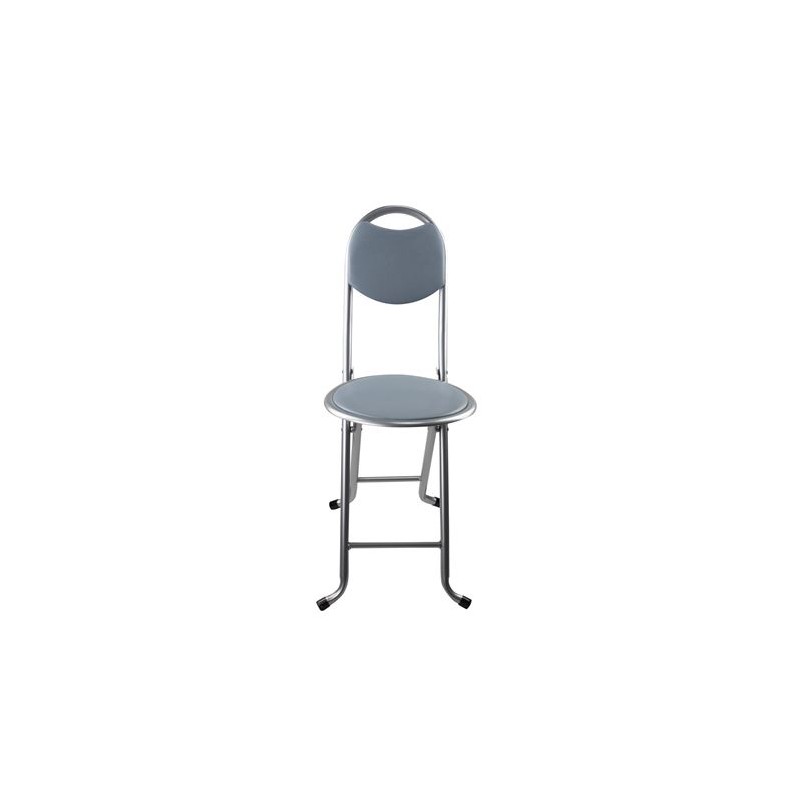 TABURETE PLEGABLE CON RESPALDO GRIS