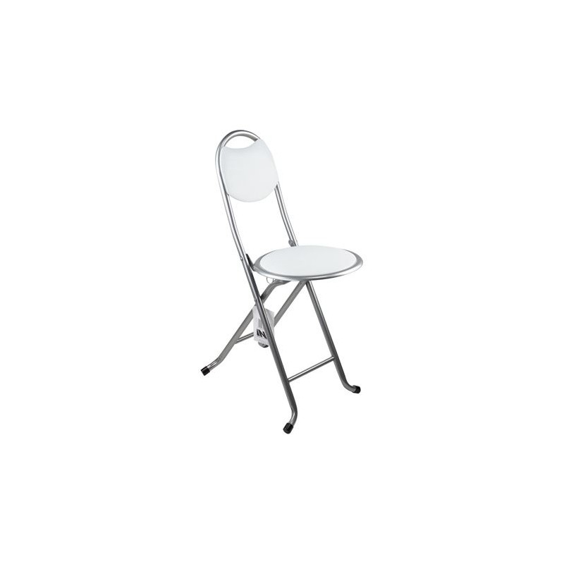 TABURETE PLEGABLE CON RESPALDO BLANCO