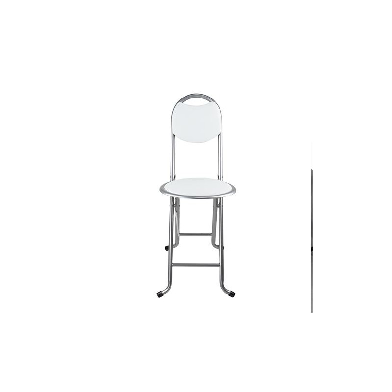 TABURETE PLEGABLE CON RESPALDO BLANCO